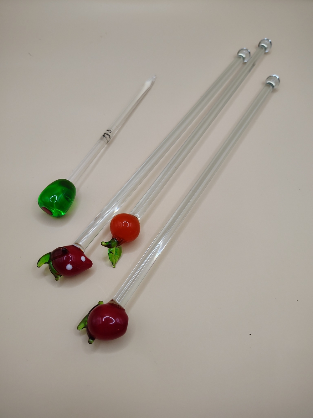 Decorative Blown Glass Fruit Stir Sticks - Assorted Colors